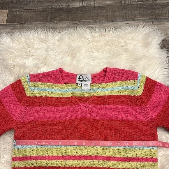 Vintage Lilly Pulitzer silk stretch knit striped sweater M - Picture 3 of 7